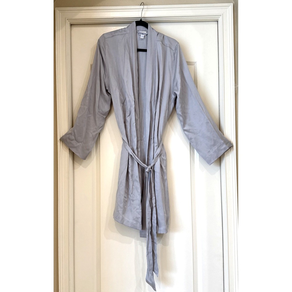 Hotel Collection Kimono Style Silky‎ Satin Robe L/XL Silver Gray Spa Lounge
